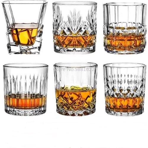 Wine Glasses Vodka Cup Barware Old Fashion 300ml Engraved Diamond Crystal Whiskey Glass Tumbler Hotel Restaurant Water Glasses