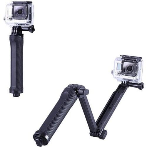 Three-way grip tripod monopod 3-way selfie stick is suitable for Gopro Hero 4 3 3+ millet free SJCAM sport camera