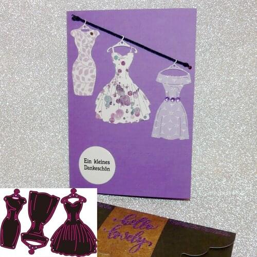 Die Cut Metal Cutting 3pc Dress Set Lady Scrapbooking Album Papercraft Handmade Card Stencil Cutter Punch Die