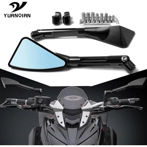 CNC Mirror Motorcycle Rear View Mirrors Blue Glass For Kawasaki Z900 Z900RS Z800 Z1000 er-6n er6n YAMAHA XP500 TMAX R1 RN12
