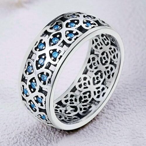 Petals of Love Sweet Clover Blue Finger Rings for Women Engagement Jewelry Gift