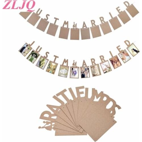 ZLJQ Bride To Be Wedding Bunting Banner Vintage Wedding Party Decoration Bridal Shower Just Married Mr Mrs Photo Frame Garland