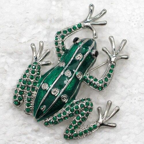 12pcs/lot Wholesale Fashion brooch Frog Rhinestone Enamel Pin brooches C101998