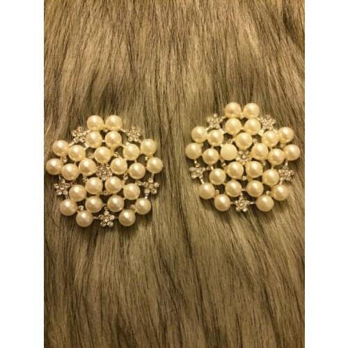 15 pieces pearls cluster Rhinestones sparkling gorgeous 30mm high quality bow centers wedding embelishment flatback button