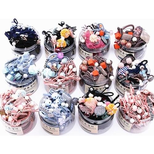 16 Pcs New Women Girls Basic Knot Pearls Elastic Hair Bands Scrunchies Ponytail Holder Headbands Hair Accessories Set