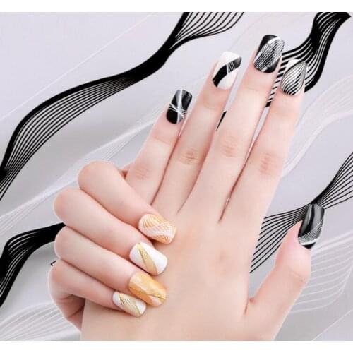 20sets korean Gold Metal 3D Nail Stickers Stripes smile line tape DIY Nail Art Adhesive Manicure Sticke