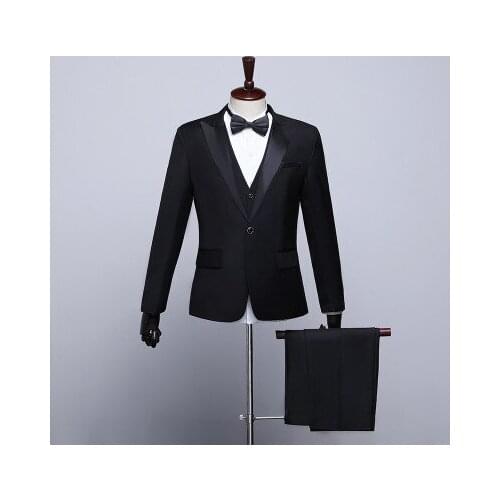2019 Classic Black Navy Blue White Wedding Groom Suits For Men Latest Coat Pant Designs Party Prom Singers Tuxedos Clothing