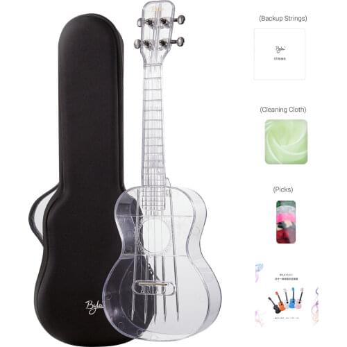 23inch Transparent Ukulele Ukelele Air-nova with Gig Bag Strings Picks Cleaning Cloth Music Book