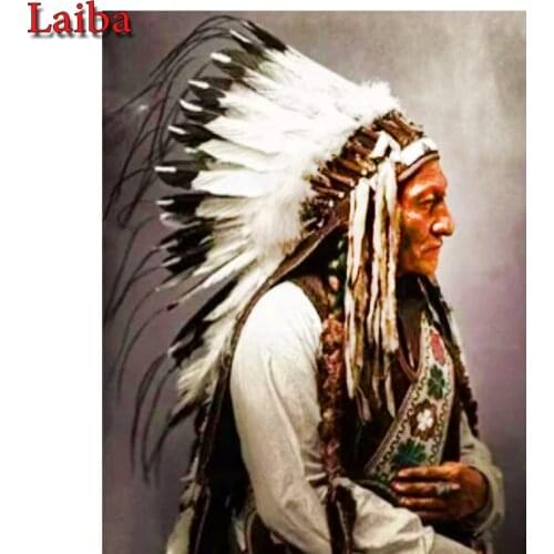 3d Diamond mosaic indian men,5D Full Square Round drill DIY Diamond Painting Rhinestone of picturesTribe native, warrior decor