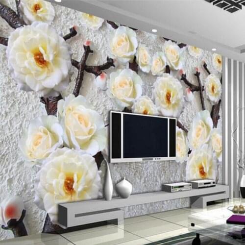 Custom Any Size 3D Stereoscopic Relief Flower Non-woven Wallpaper Modern Living Room Bedroom Background Mural Photo Wallpaper