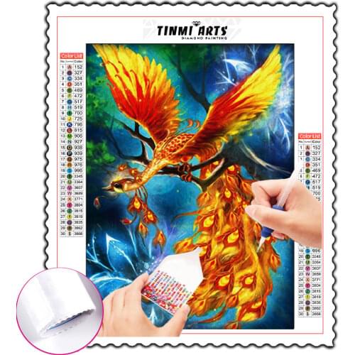 5D Diamond Embroidery Cross Stitch Phoeni Full Diamond Painting Animals Rhinestone Pictures Home Decoration Paint