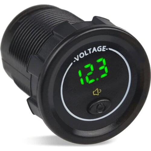 3 Colors 12-24V Car LED Display Voltmeter Voltage with ON /OFF Switch Low Voltage Alarm Waterproof Motorcycle Boat Car Voltmeter
