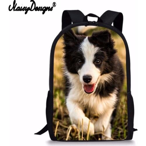 NOISYDESIGNS Drop Shipping Woman Back Pack Border Collie Puppy Backpacks Trend travel Bags Mochila Swiss Male Laptop Supplies