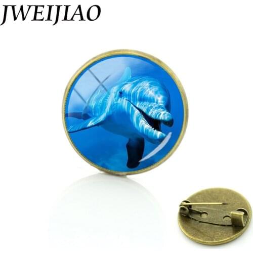 JWEIJIAO Documentary "The Blue Planet" Brooches Largest Ocean Living Thing Blue Whale Dolphin Jellyfish Squid Brooch Pins OC7