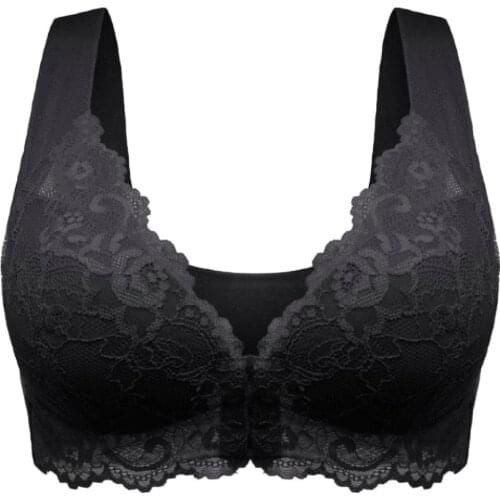 Womens Adjustable Sports Front Closure Extra-Elastic Breathable Lace Trim Bra soutien gorge femme Backless Bralette