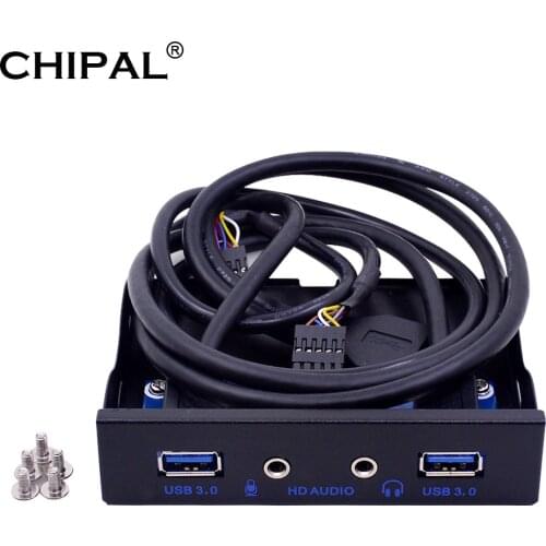 CHIPAL 20Pin 4 Port USB 3.0 Hub PC Front Panel Bracket HD Audio 3.5mm Earphone MIC Connector For Desktop 3.5" Floppy Disk Bay