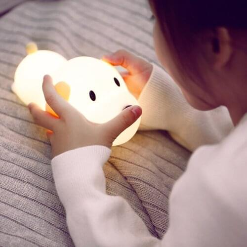 Colorful Small Silicone LED for Kids Cute Dog creative modeling lamp USB Rechargeable Table Lamp Bedroom Night Light