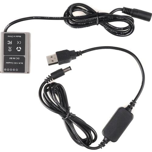 BLN1 Dummy Battery Adapter DC Coupler with Female Cable for Olympus E-M1 E-M5 E-P5 E-M5M2 PEN-F