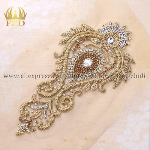 FZD 1 piece Handmade Beaded Crystal Rhinestone Small Patches for Wedding Dress DIY Bridal Decoration Garter