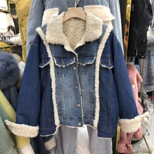 Winter Autumn Faux Fur Liner Denim Jacket Women Female Fall Motorcycle Biker Fleece Jean Jacket Ladies Short Coat Wiindbreaker