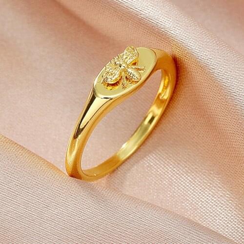 LATS New Golden Copper Bee Rings for Women Girl Fashion Brass Ring 2021 Trend Jewelry Wholesale Gift