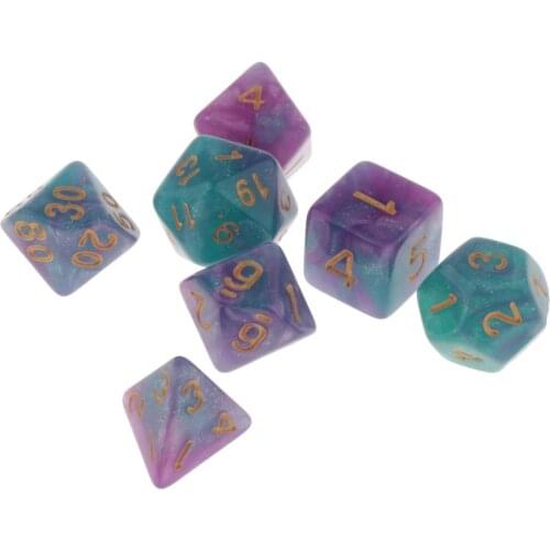 7pcs Dice set Dichromatic D4 D6 D8 D10 D12 D20 Polyhedral Dices Numbers Dials Desktop Table Board Game