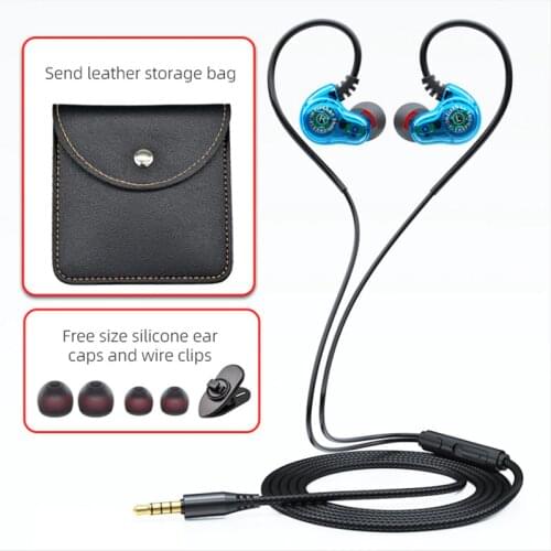 9D Super Bass 3.5mm Wired Headphones Bag Dual Drive HiFi Earphone Musician Monitor Earbuds Stereo Headset with Microphone fone