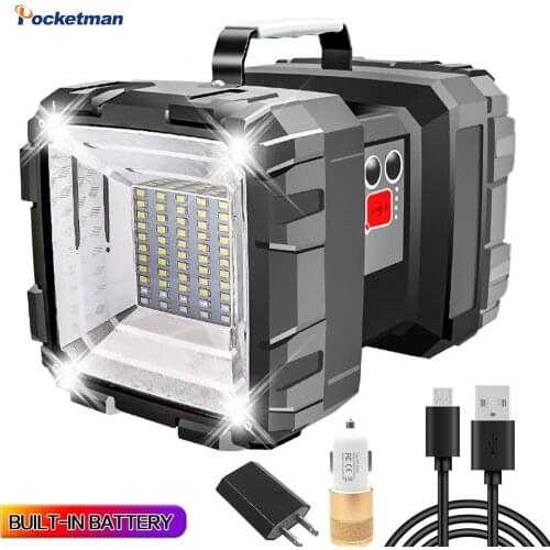 Portable LED Double Head Searchlight Flashlight Super Bright Emergency Light Work Light Outdoor Camping Fishing Hunting Lamp