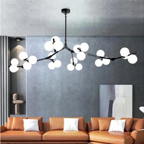 Post Modern LED Chandelier fission Branches Style Glass Balls Ceiling Lamp Living Room Dining Room Bedroom Lighting Fixtures