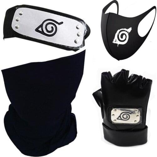 Anime Kakashi Hatake Cosplay Props Headband Gloves Cosplay Costume Konoha Shuriken Costume Accessories Bags Carnival Props