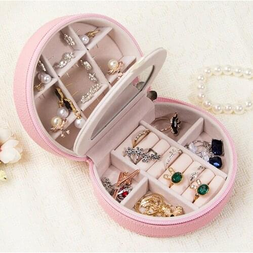 Jewelry Box Mini Stud Earrings Rings Useful Makeup Organizer With Zipper Portable Storage Display Travel Case