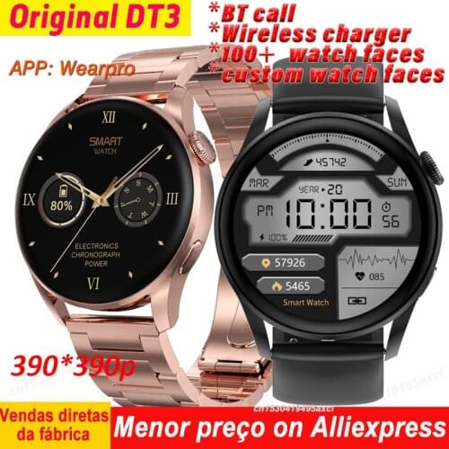 Original DT3 Smart Watch Men PPG ECG Wireless Charging Password BT Call Music Player IP68 Waterproof Smartwatch PK DTX W46