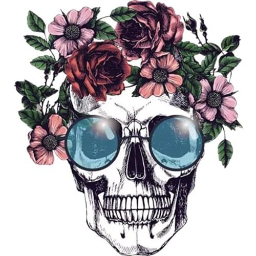 Sunglasses Skulls Sticker On Clothes Heat Transfer Diy Tops Vinyl Appliqued Fashion Iron On Patches Transfer Parches Skull Head