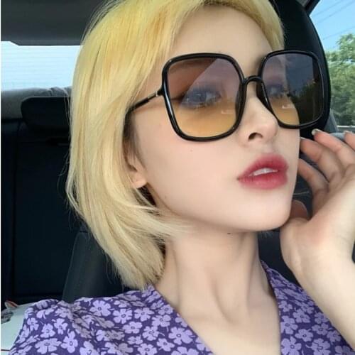 DENISA Oversized Square Sunglasses Women 100% UV400 Protection Big Frame Mens Sun Glasses Black Orange Sunglasses oculos G2083