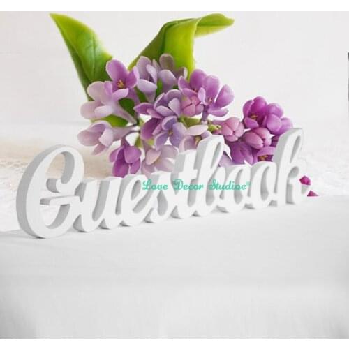 Wedding reception Guestbook sign unpainted Guest Book script letters Wedding decoration curved letters