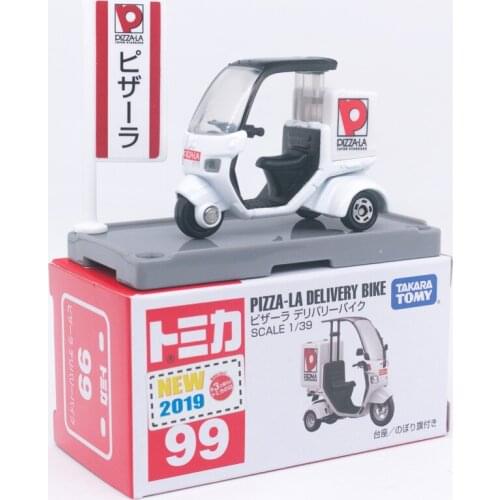 Takara Tomy Tomica No. 99 PIZZA-LA Delivery Bike Scale 1/39 Diecast Motorcyle Model Toys for Boys #099