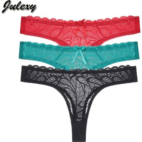 Julexy Sexy 3Pcs/lot G string Fashion Low-Rise Briefs hollow out Lace thongs Panties Set Underwear Female Comfort Intimates