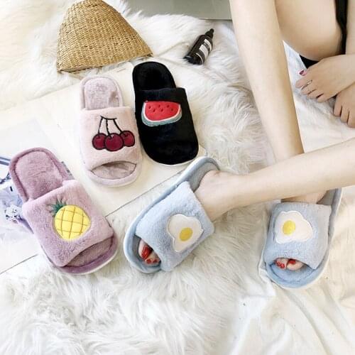 2019 Ladies Fur Slippers Winter Shoes Large Household Slippers Plush Pantufa Indoor Warm fluffy Terlik Cotton Shoes Wading Shoes