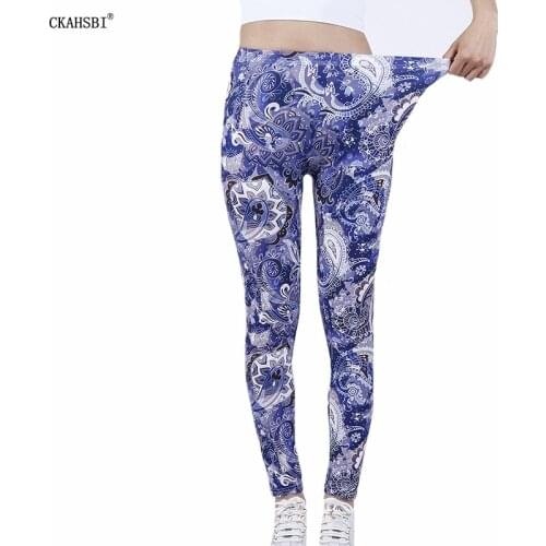 CKAHSBI Printed Fitness Yoga Pants Women Sexy Push Up Leggins Workout Gym Trousers High Waist Elastic Ankel Length Leggings