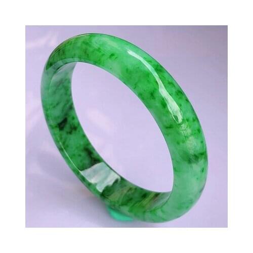 Zheru Jewelry Natural Burmese Jade Road Green 54-64mm Bracelet Elegant Princess Jewelry Best Gift for Mother and Girlfriend