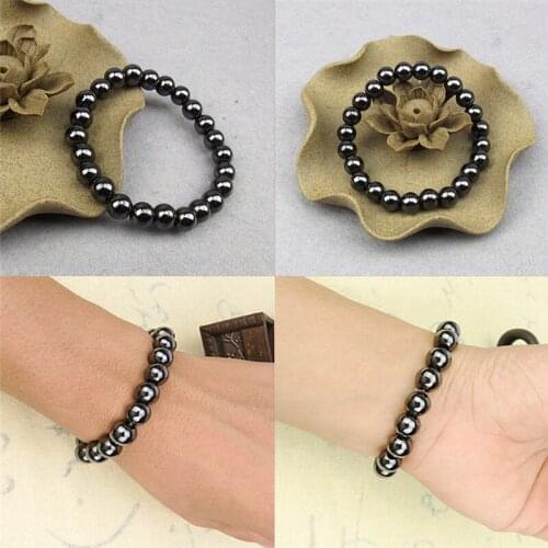 Unisex 1Pc Weight Loss Round Black Stone Luxury Slimming Product Health Therapy Bracelet Health Care