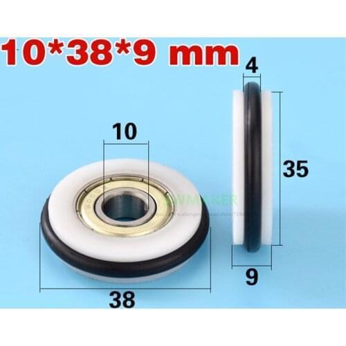 10pcs 10*38*9mm 6000 bearing pulley, O-ring NBR silent guide wheel, drawer guide wheel, blackboard roller wheel