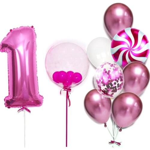 32 inch number Windmill balloon transparent wave ball toy birthday party decoration latex balloons reveal boy/girl baby shower