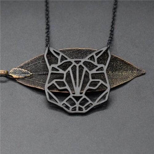 4 Colors Trendy Origami Cat Necklace Gold Color Silver Color Animal Jewellery Cat Pendant Necklace Women Steampunk