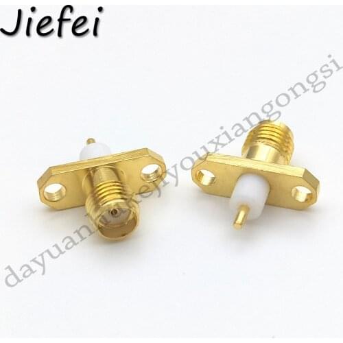 50-500 PCS New SMA Female Panel Mount 2 Holes Flange Deck Solder RF Coaxial Connector