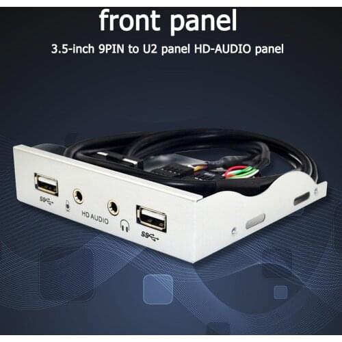 9Pin 4 Port USB 2.0 Hub USB2.0 Front Panel Bracket HD Audio 3.5mm Earphone Connector For Desktop 3.5" Floppy Disk Bay