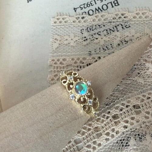 925 Sterling Silver Moonstone Luxury Vintage Retro Elegant Wedding Zircon Resizable Hollow Lace Ring Jewelry for Women Gift New