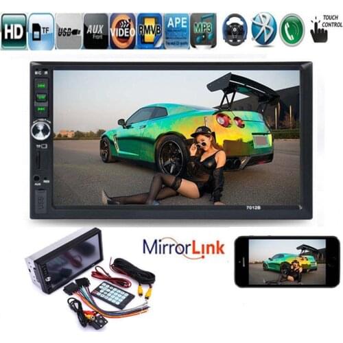 7" 2 DIN FM Touch Screen 8 Languages USB Aux in Rear Camera Audio Bluetooth Car Radio Mirror Link Screen For Android Phone