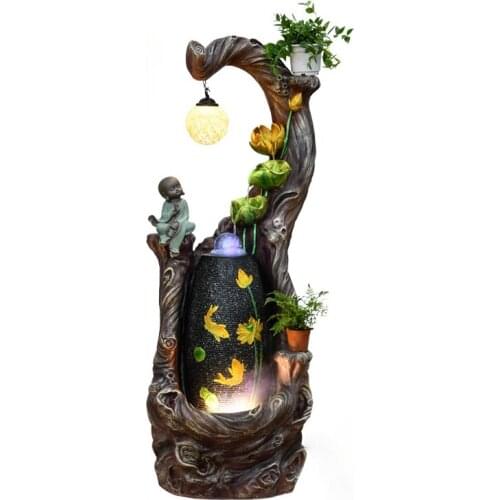 Large Make a Fortune as Endless as Flowing Water Waterscape Fountain Landscape Living Room Floor Entrance Zen Decoration