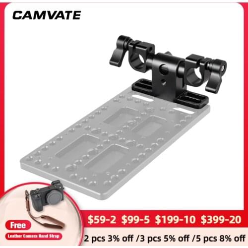 CAMVATE Adjustable 15mm Dual Rod Clamp With 360° Swivel Rod Adapter C2192